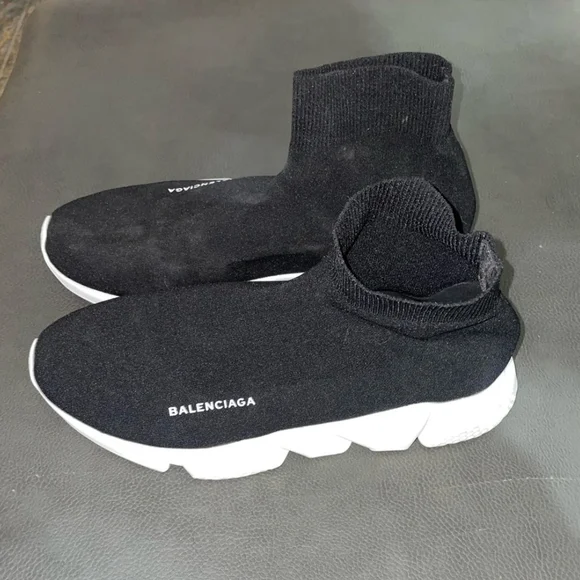 Balenciaga Men's Black and White Sock Sneakers - Picture 3 of 6